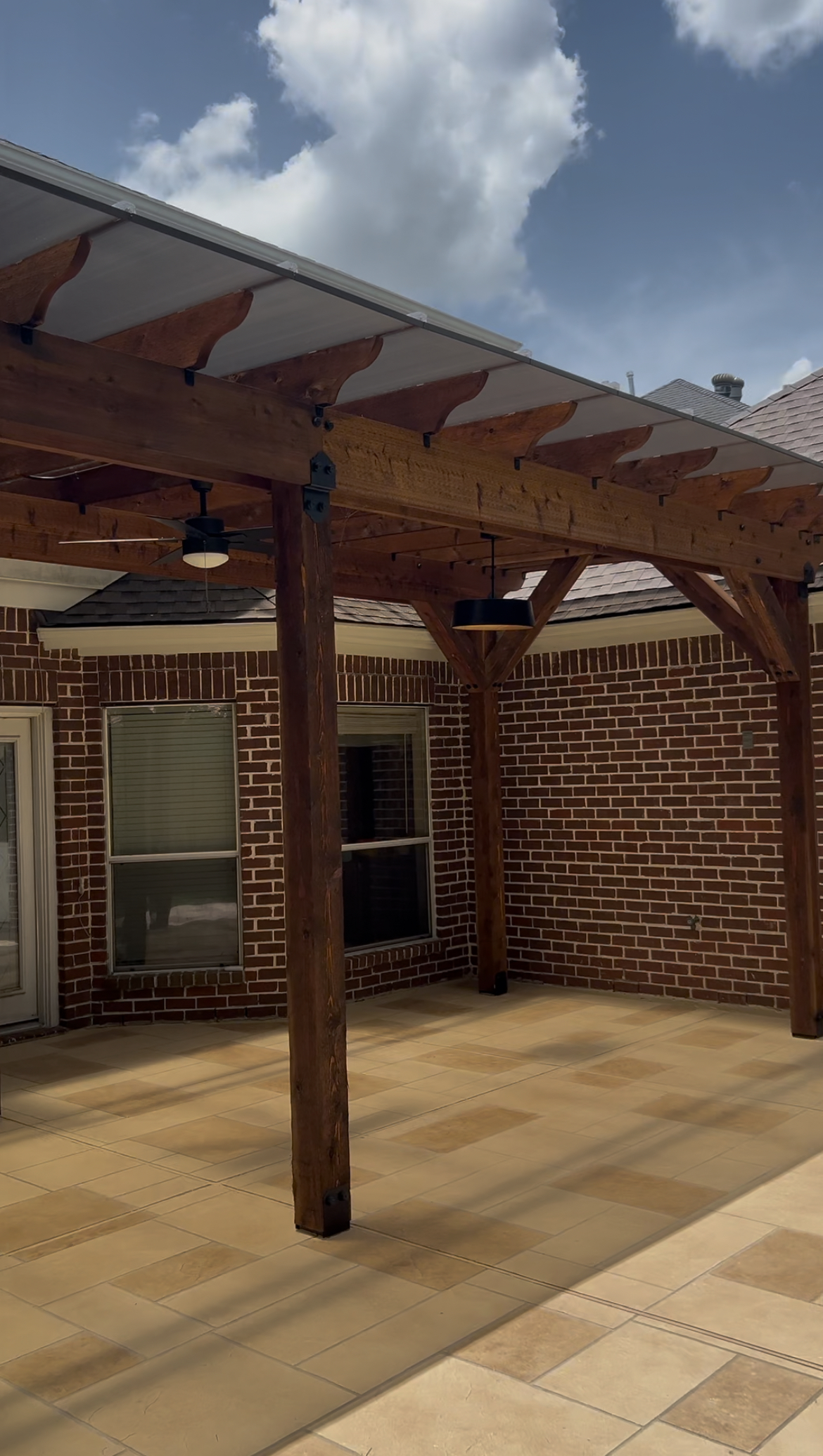 Custom Cedar Pergola with Hercules Poly Roof System