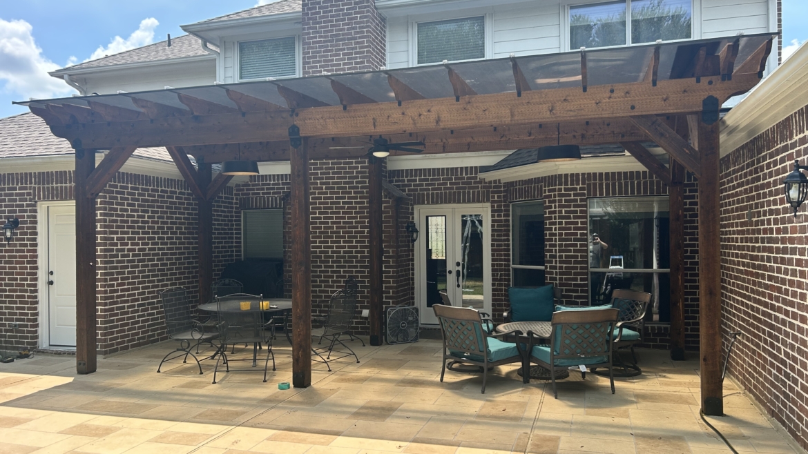 Custom Cedar Pergola with Hercules Poly Roof System