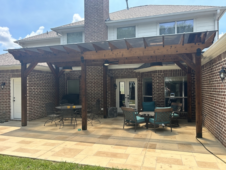 Custom Cedar Pergola with Hercules Poly Roof System